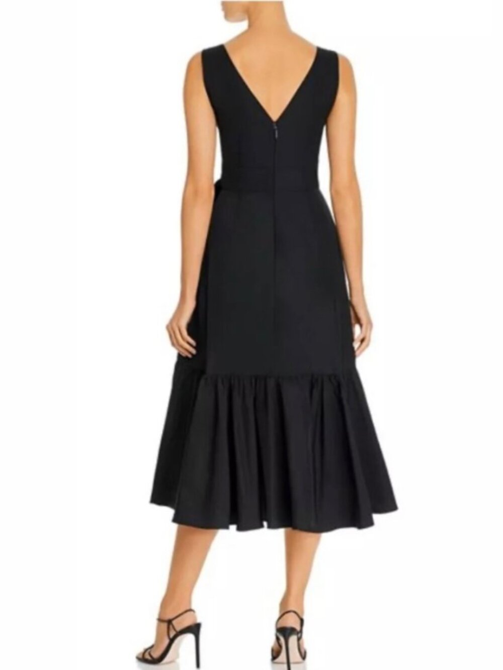 Rebecca Taylor Black Taffeta Wrap Dress w/ Ruffle Hem | Size 6 | NWT - Picture 2 of 14